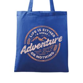 Sacosa din panza adventure or nothing albastru regal