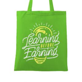 Sacosa din panza learning before earning verde mar