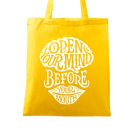 Sacosa din panza open your mind galben