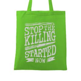 Sacosa din panza stop the killing started now verde mar