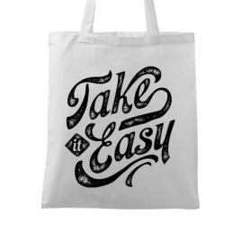 Sacosa din panza take it easy alb