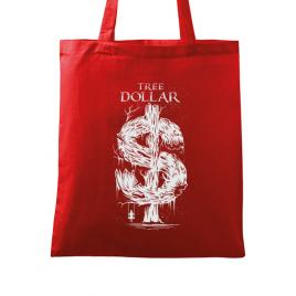 Sacosa din panza tree dollar rosu