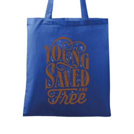 Sacosa din panza young saved and free albastru regal