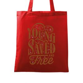 Sacosa din panza young saved and free rosu