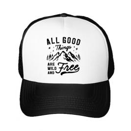 Sapca personalizata all good things are wild and free alb