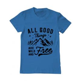 Tricou adler barbat all good things are wild and free albastru azuriu