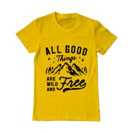Tricou adler barbat all good things are wild and free galben