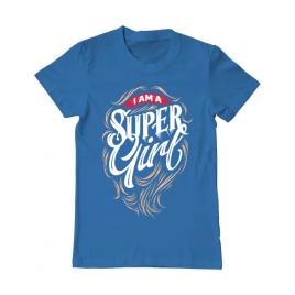 Tricou adler barbat i am a super girl albastru azuriu