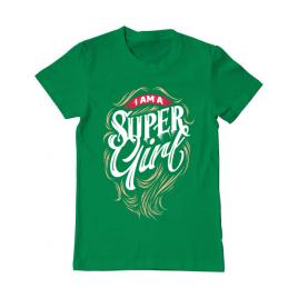 Tricou adler barbat i am a super girl verde mediu