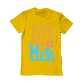 Tricou adler barbat life is a mess galben