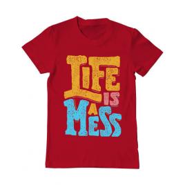 Tricou adler barbat life is a mess rosu