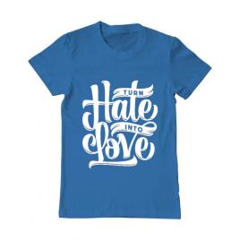 Tricou adler barbat turn hate into love albastru azuriu