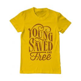 Tricou adler barbat young saved and free galben
