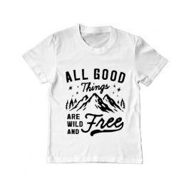 Tricou adler copil all good things are wild and free alb