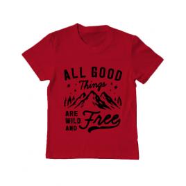 Tricou adler copil all good things are wild and free rosu