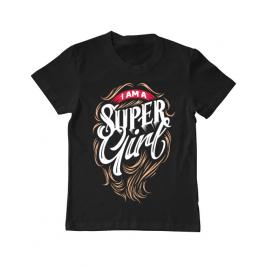 Tricou adler copil i am a super girl negru