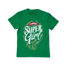 Tricou adler copil i am a super girl verde mediu