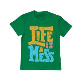 Tricou adler copil life is a mess verde mediu