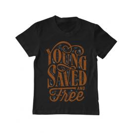 Tricou adler copil young saved and free negru