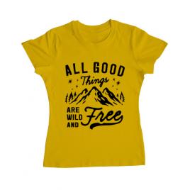 Tricou adler dama all good things are wild and free galben