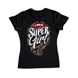 Tricou adler dama i am a super girl negru