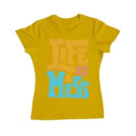 Tricou adler dama life is a mess galben