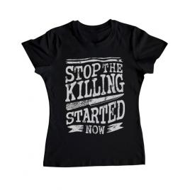 Tricou adler dama stop the killing started now negru