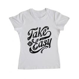 Tricou adler dama take it easy alb