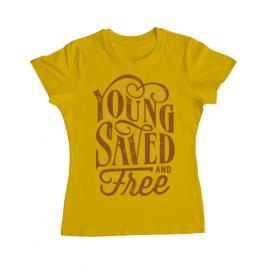 Tricou adler dama young saved and free galben
