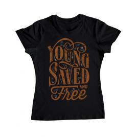 Tricou adler dama young saved and free negru