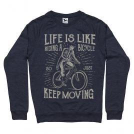 Bluza adler barbat life is like riding a bicycle denim inchis