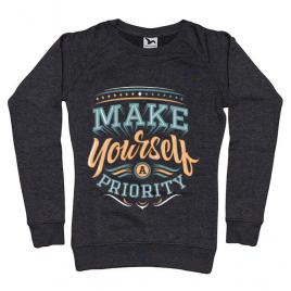 Bluza adler dama make yourself a priority negru melanj
