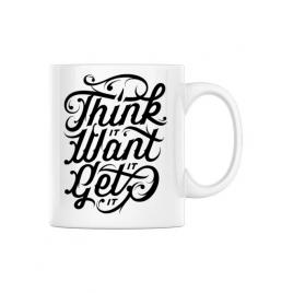 Cana personalizata think it alb