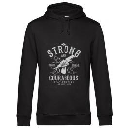 Hoodie barbat cu gluga be strong and courageous negru