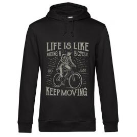 Hoodie barbat cu gluga life is like riding a bicycle negru