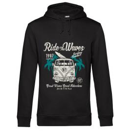 Hoodie barbat cu gluga ride the waves negru
