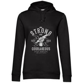 Hoodie dama cu gluga be strong and courageous negru