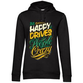 Hoodie dama cu gluga be happy negru