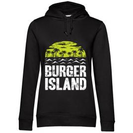 Hoodie dama cu gluga burger island negru