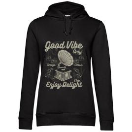 Hoodie dama cu gluga good vibe only negru