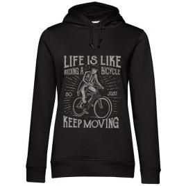 Hoodie dama cu gluga life is like riding a bicycle negru