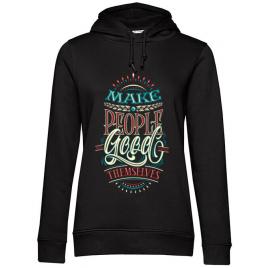 Hoodie dama cu gluga make people feel good negru