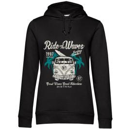 Hoodie dama cu gluga ride the waves negru