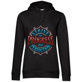 Hoodie dama cu gluga strive for progress not perfection negru