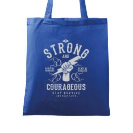 Sacosa din panza be strong and courageous albastru regal