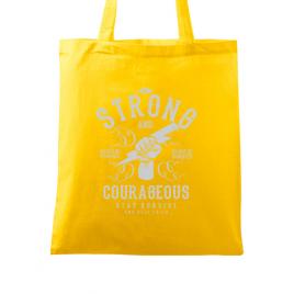 Sacosa din panza be strong and courageous galben