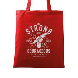 Sacosa din panza be strong and courageous rosu