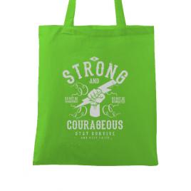 Sacosa din panza be strong and courageous verde mar