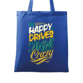 Sacosa din panza be happy albastru regal