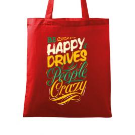 Sacosa din panza be happy rosu